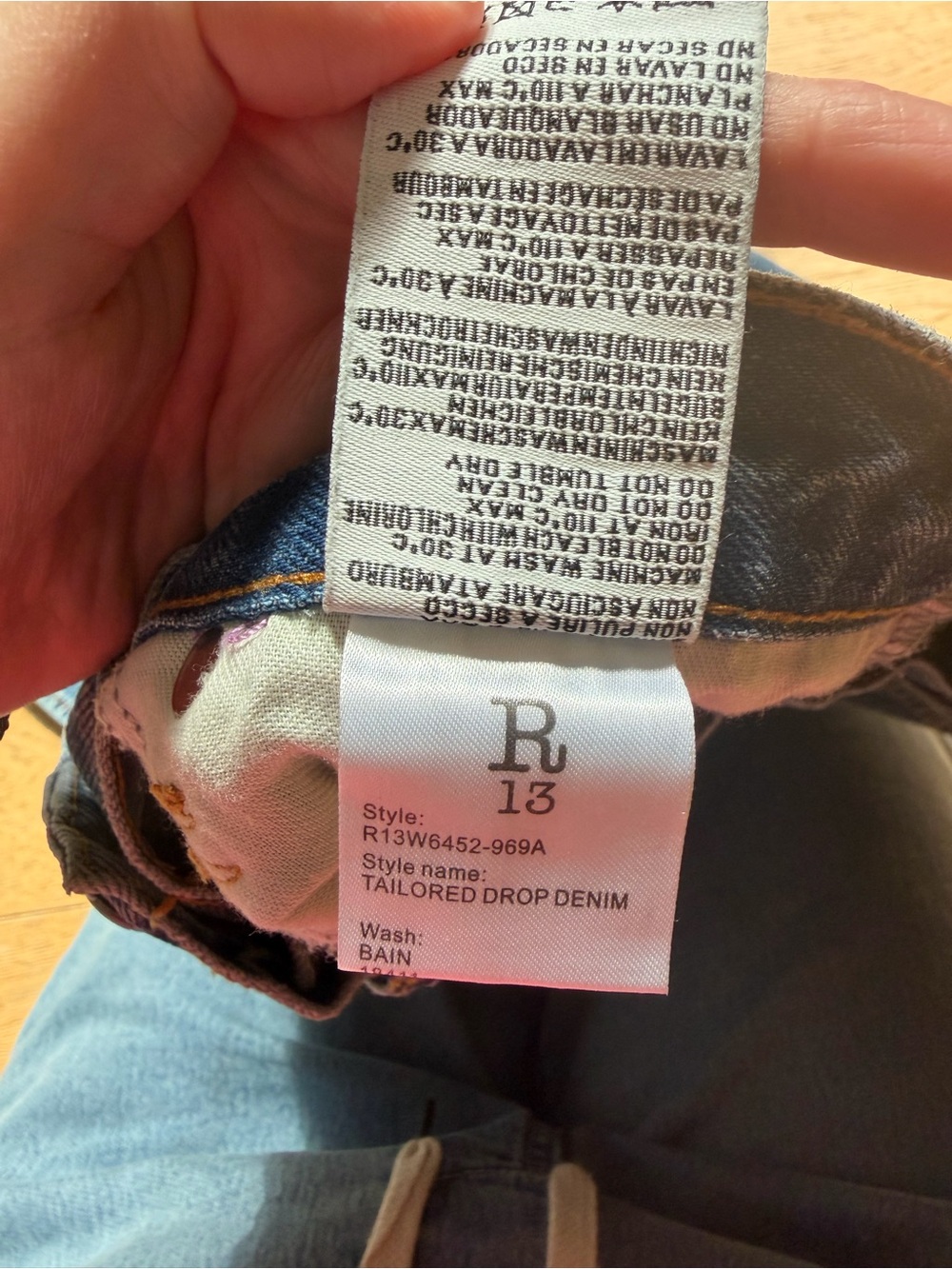 R13 Tailored Drop Denim Jean in Bain wash - 27 - Picture 11 of 17